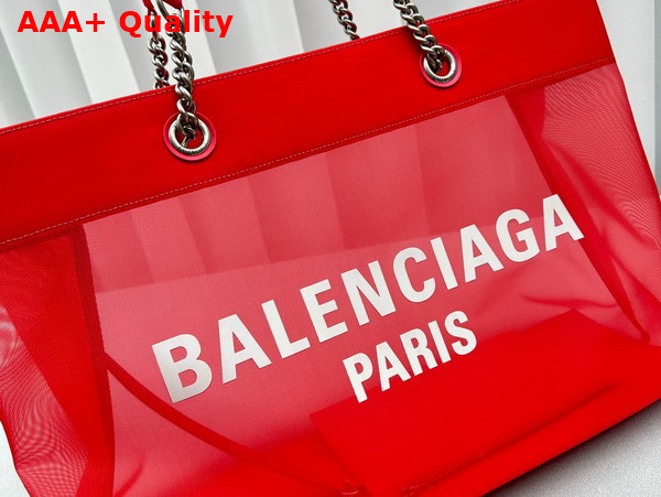 Balenciaga Duty Free Large Tote Bag in Bright Pink and White Mesh with Aged Silver Hardware Replica