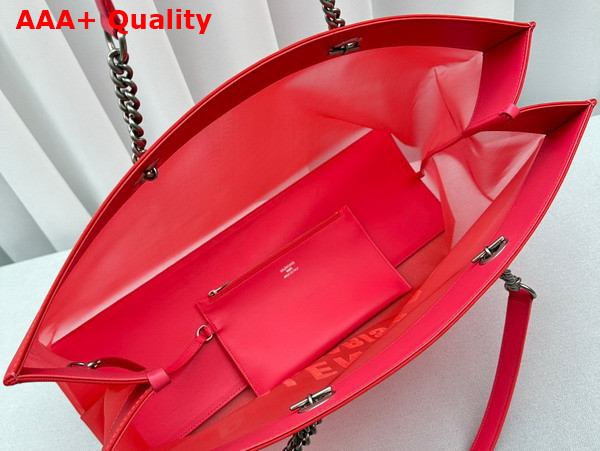 Balenciaga Duty Free Large Tote Bag in Bright Pink and White Mesh with Aged Silver Hardware Replica