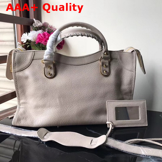 Balenciaga Edge City Bag in Light Grey Grained Goatskin Replica