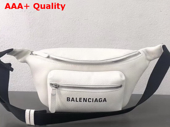 Balenciaga Everyday Logo Belt Pack White Soft Calfskin Belt Bag Replica