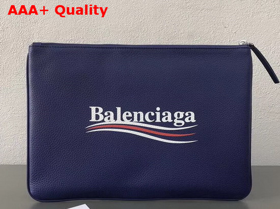 Balenciaga Everyday Pouch M Blue Natural Leather Replica