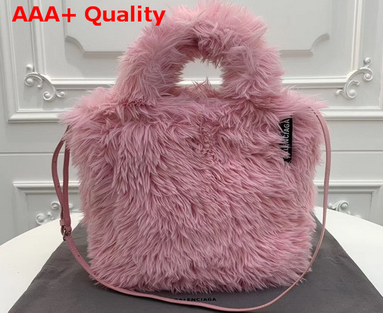 Balenciaga Everyday Tote XS Pale Pink Fake Fur Replica