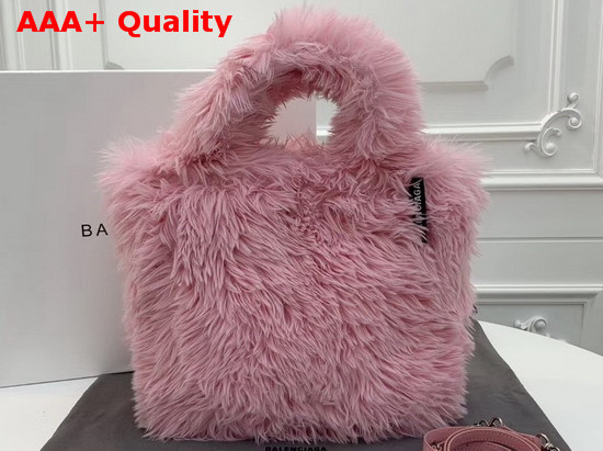 Balenciaga Everyday Tote XS Pale Pink Fake Fur Replica