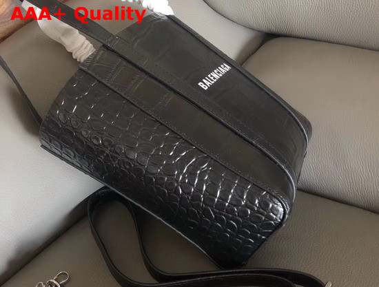 Balenciaga Everyday XXS Tote in Black Shiny Crocodile Embossed Calfskin Replica