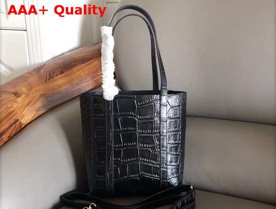 Balenciaga Everyday XXS Tote in Black Shiny Crocodile Embossed Calfskin Replica