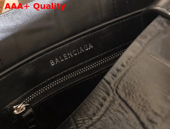 Balenciaga Everyday XXS Tote in Black Shiny Crocodile Embossed Calfskin Replica