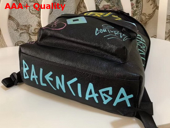 Balenciaga Explorer Backpack Graffiti Print Arena Lambskin Large Backpack Black Replica