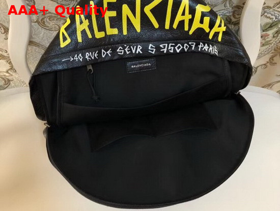 Balenciaga Explorer Backpack Graffiti Print Arena Lambskin Large Backpack Black Replica