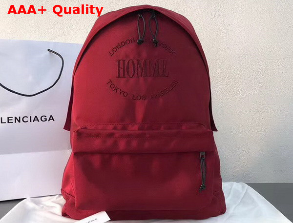 Balenciaga Explorer Backpack Red Nylon Backpack with Balenciaga Embroidered on The Front Replica