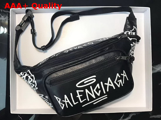 Balenciaga Explorer Beltpack Graffite Black and White Lambskin Belt Pack Replica