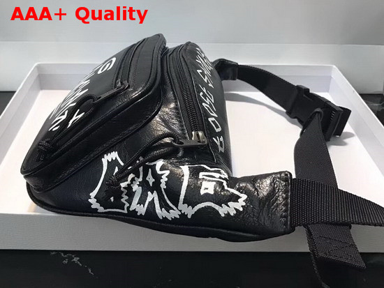 Balenciaga Explorer Beltpack Graffite Black and White Lambskin Belt Pack Replica