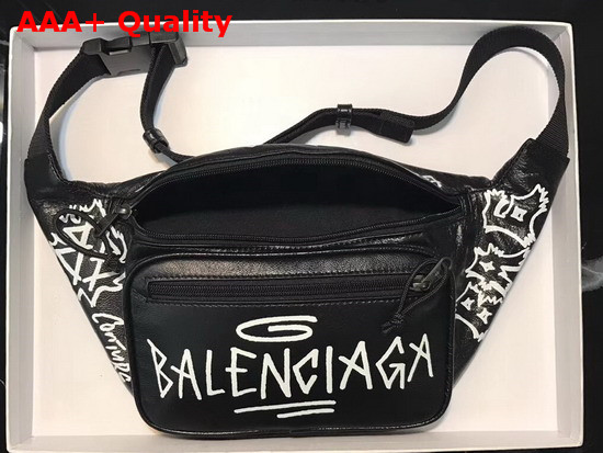 Balenciaga Explorer Beltpack Graffite Black and White Lambskin Belt Pack Replica