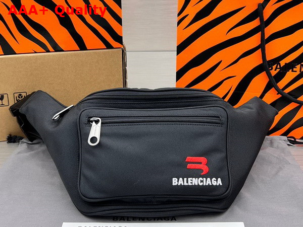 Balenciaga Explorer Medium Embroidered Beltpack in Black Recycled Nylon Replica