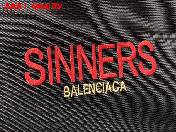 Balenciaga Explorer Pouch Black Nylon Pouch with Sinners Embroidered On The Front Replica