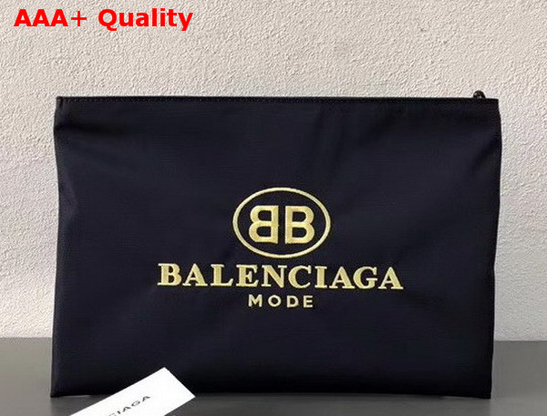 Balenciaga Explorer Pouch Navy Embroidered Balenciaga Mode Logo Replica