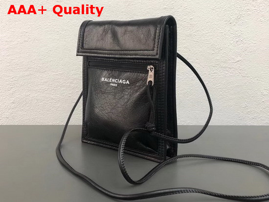 Balenciaga Explorer Pouch Strap Black Calfskin Replica