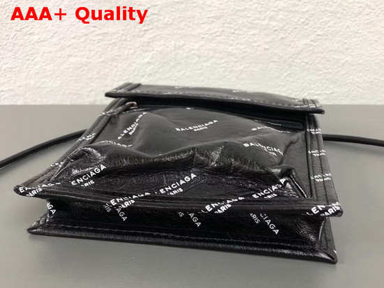 Balenciaga Explorer Pouch Strap Logos Black Calfskin Replica