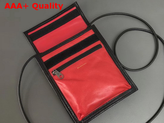 Balenciaga Explorer Pouch Strap Red and Black Calfskin Replica