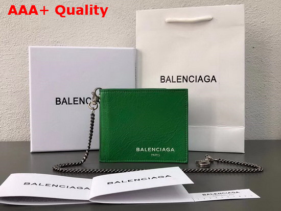 Balenciaga Explorer Square Wallet Chain Green Replica