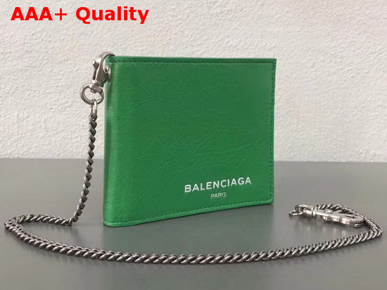 Balenciaga Explorer Square Wallet Chain Green Replica