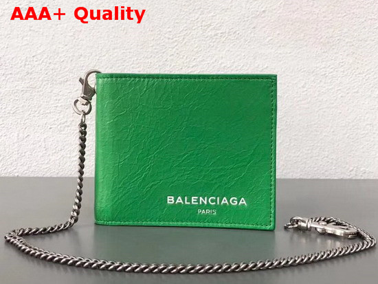 Balenciaga Explorer Square Wallet Chain Green Replica