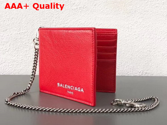 Balenciaga Explorer Square Wallet Chain Rouge Vif Clair Replica