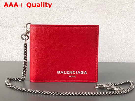 Balenciaga Explorer Square Wallet Chain Rouge Vif Clair Replica