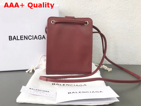 Balenciaga Explorer Strap Wallet Burgundy Soft Calfskin Replica