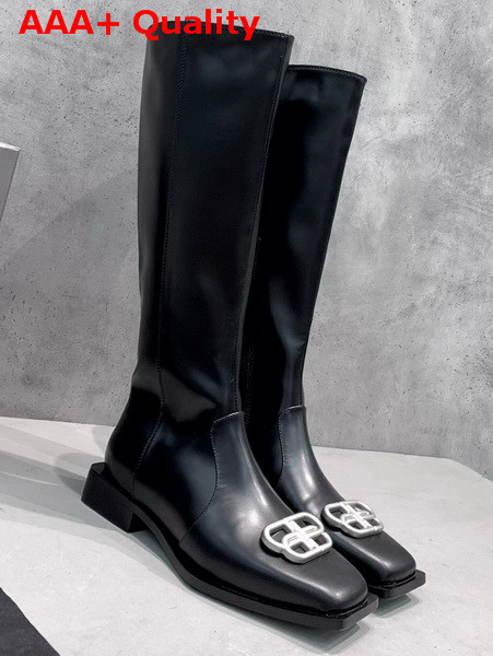 Balenciaga Flat Rim Boot in Black Smooth Calfskin Replica