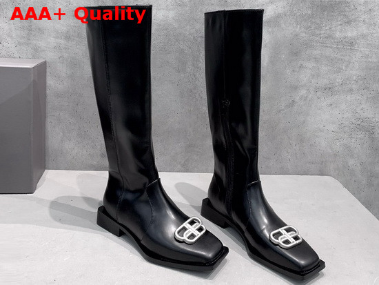 Balenciaga Flat Rim Boot in Black Smooth Calfskin Replica