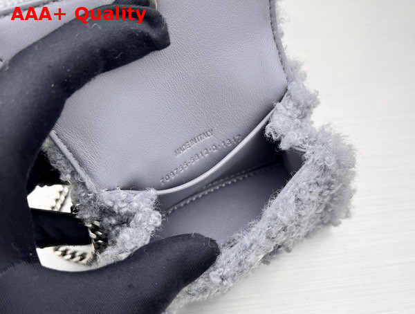 Balenciaga Furry Hourglass Mini Handbag With Chain in Grey Technical Material and Lambskin Replica