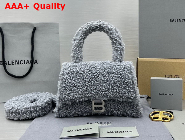 Balenciaga Furry Hourglass Small Handbag in Grey Technical Material Replica