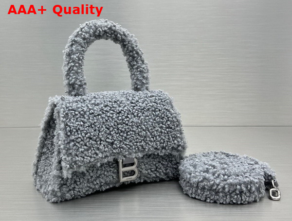 Balenciaga Furry Hourglass Small Handbag in Grey Technical Material Replica