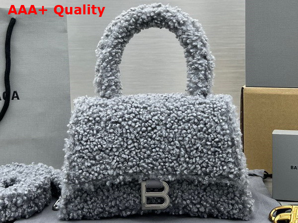 Balenciaga Furry Hourglass Small Handbag in Grey Technical Material Replica