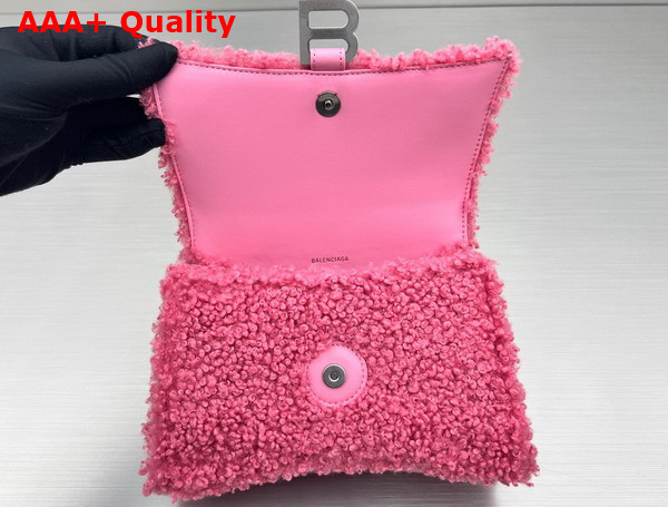 Balenciaga Furry Hourglass Small Handbag in Pink Technical Material Replica