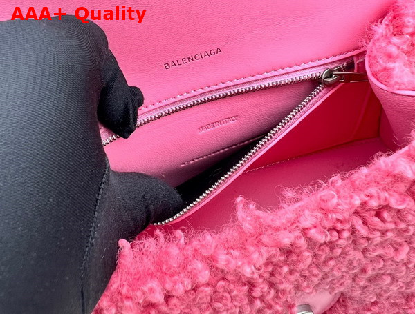 Balenciaga Furry Hourglass Small Handbag in Pink Technical Material Replica