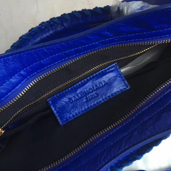 Balenciaga Gaint 12 Gold Small City Handbag in Electric Blue Soft Crafted Vintage Lambskin For Sale