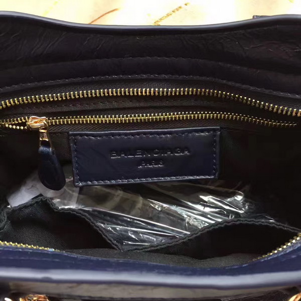 Balenciaga Gaint 12 Gold Small City Handbag in Navy Blue Soft Crafted Vintage Lambskin For Sale