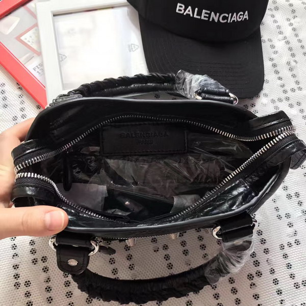 Balenciaga Gaint 12 Silver Mini City Handbag in Black Soft Crafted Vintage Lambskin For Sale