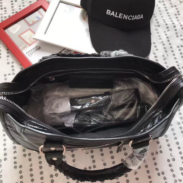 Balenciaga Gaint 12 Silver Small City Handbag in Black Soft Crafted Vintage Lambskin For Sale