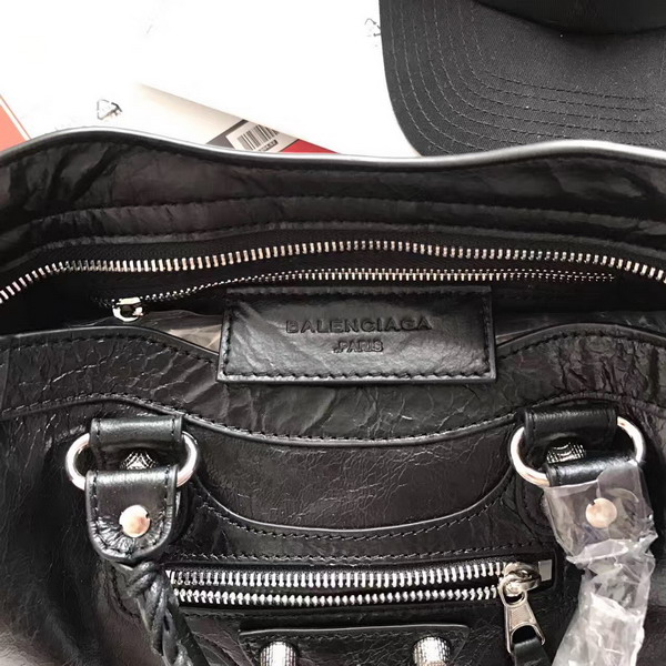 Balenciaga Gaint 12 Silver Small City Handbag in Black Soft Crafted Vintage Lambskin For Sale