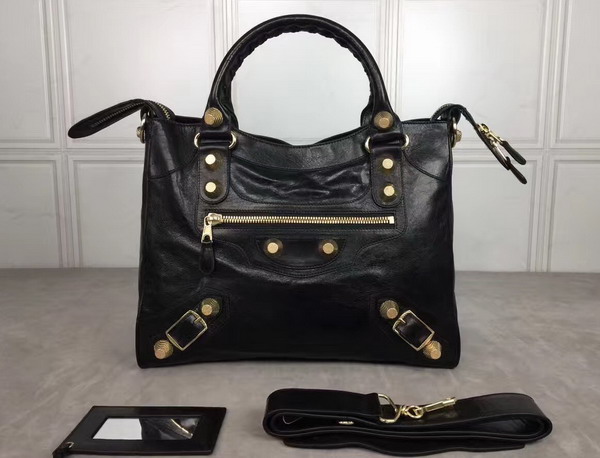 Balenciaga Giant City Handbag in Black Lambskin with Gold Hardware For Sale