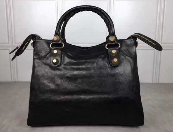 Balenciaga Giant City Handbag in Black Lambskin with Gold Hardware For Sale