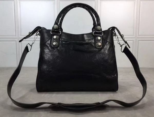 Balenciaga Giant City Handbag in Black Lambskin with Silver Metal Hardware For Sale