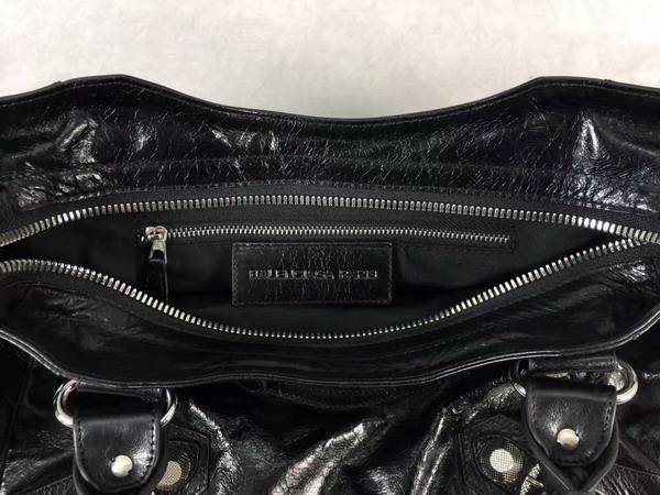 Balenciaga Giant City Handbag in Black Lambskin with Silver Metal Hardware For Sale