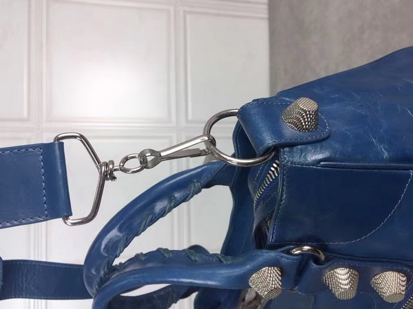 Balenciaga Giant City Handbag in Blue Lambskin with Silver Metal Hardware For Sale