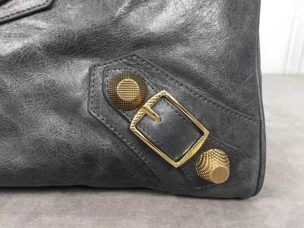 Balenciaga Giant City Handbag in Dark Grey Lambskin with Gold Metal Hardware For Sale