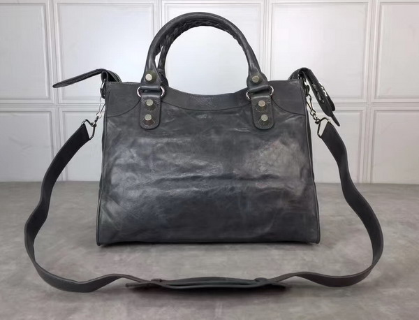 Balenciaga Giant City Handbag in Dark Grey Lambskin with Silver Metal Hardware For Sale