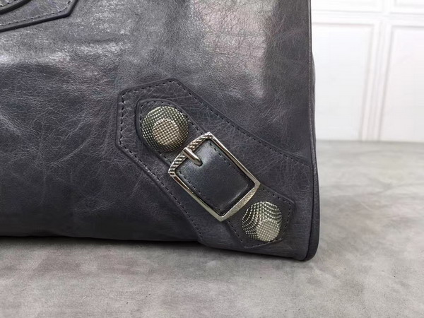 Balenciaga Giant City Handbag in Dark Grey Lambskin with Silver Metal Hardware For Sale