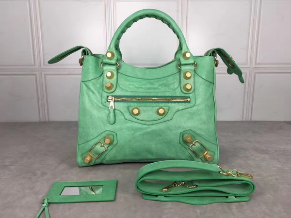 Balenciaga Giant City Handbag in Green Calfskin with Gold Hardware For Sale